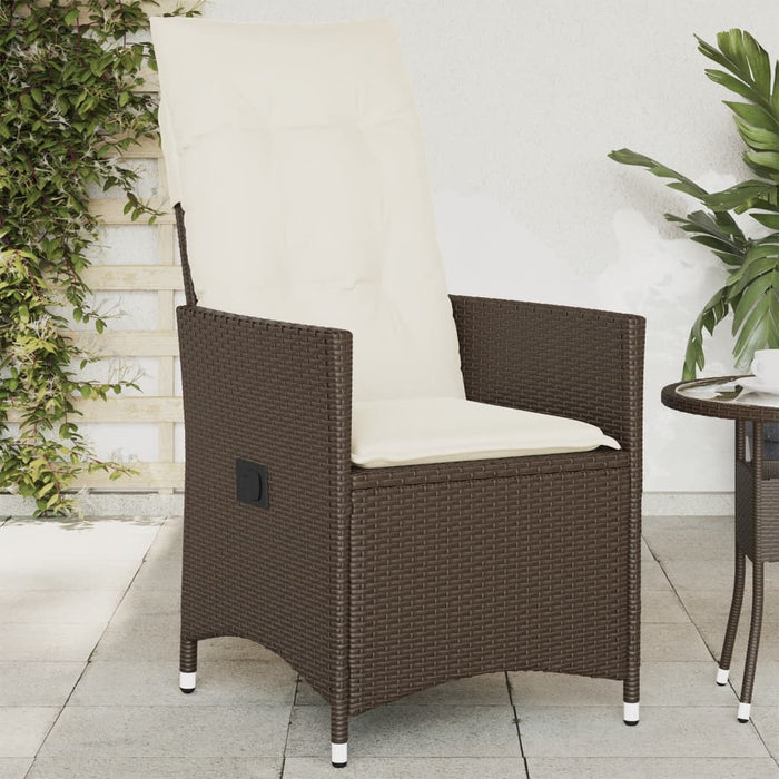 Sedia Reclinabile da Giardino con Cuscini Marrone in Polyrattan 365639