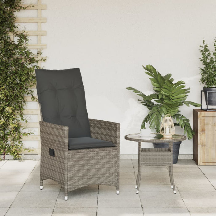 Sedia Reclinabile da Giardino con Cuscini Grigia in Polyrattan 365640