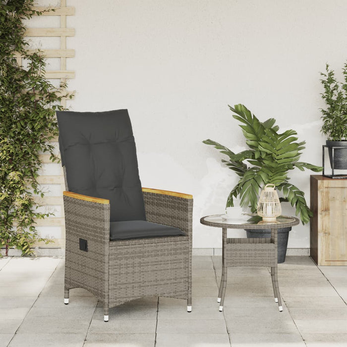 Sedia Reclinabile da Giardino con Cuscini Grigia in Polyrattan 365644