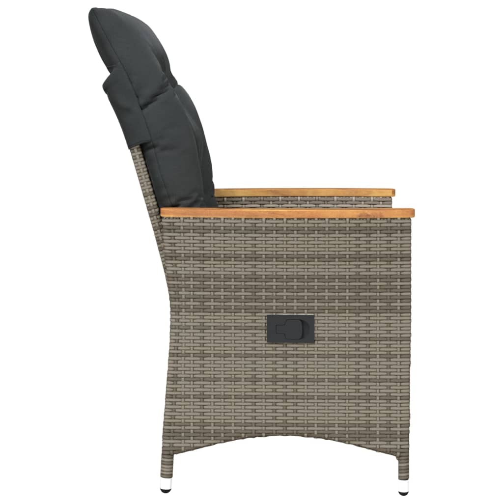 Sedie da Giardino Reclinabili 2 pz e Cuscini Grigio Polyrattan 365651