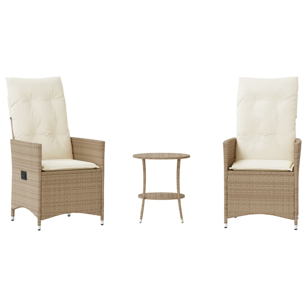 Set da Bistrò 3 pz con Cuscini Beige in Polyrattan 365655