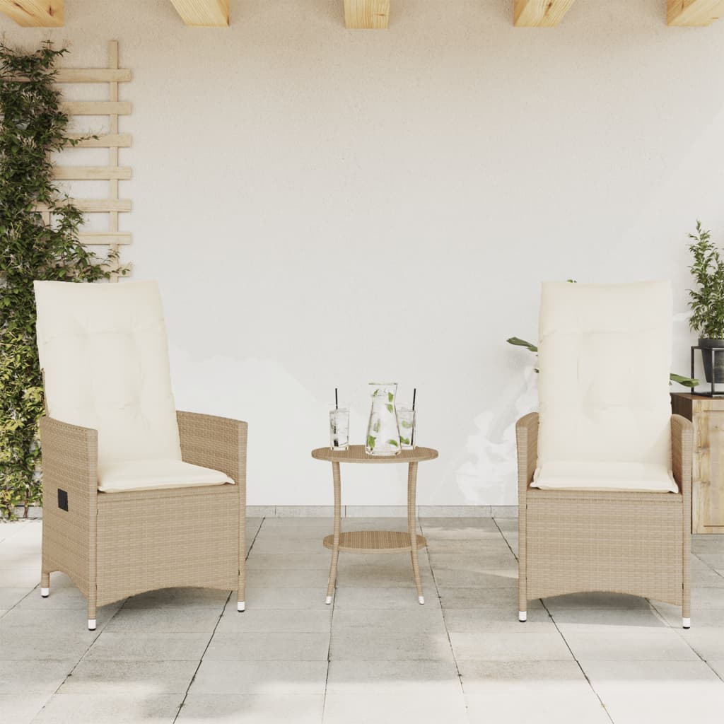 Set da Bistrò 3 pz con Cuscini Beige in Polyrattan 365655