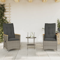 Set da Bistrò 3 pz con Cuscini Grigio in Polyrattan 365658