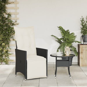 Sedia Reclinabile da Giardino con Cuscini Nera in Polyrattan 365659