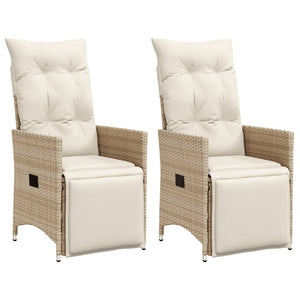 Sedie Reclinabili da Giardino 2pz con Cuscini Beige Polyrattan 365669