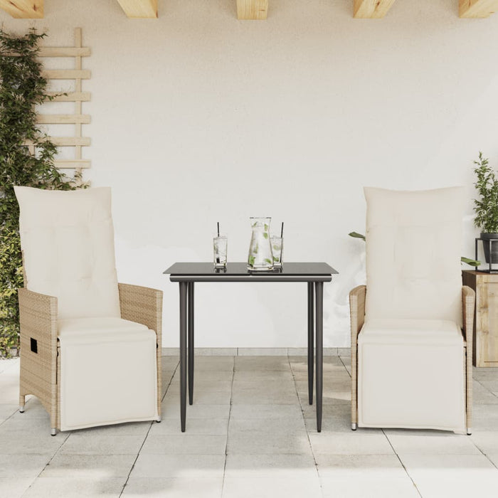 Sedie Reclinabili da Giardino 2pz con Cuscini Beige Polyrattan 365669