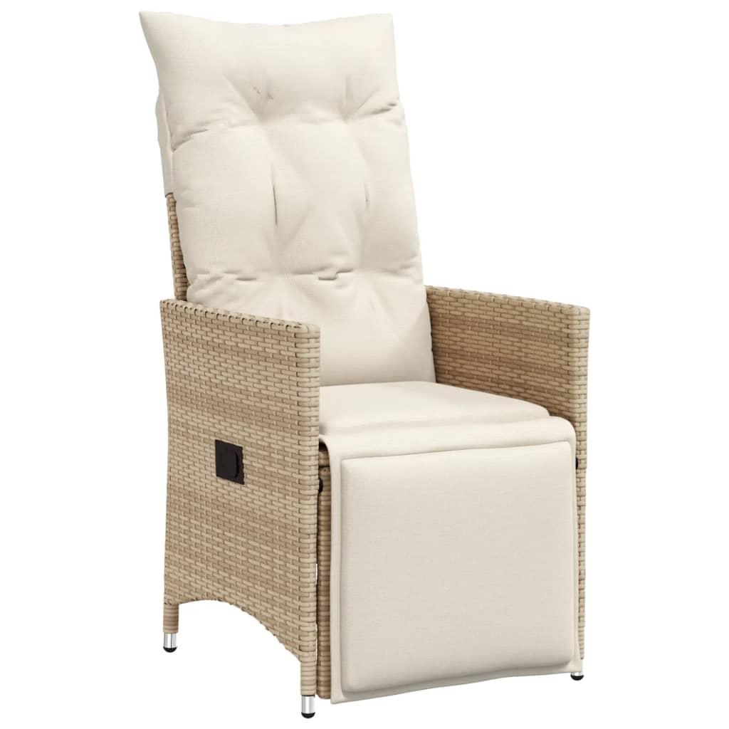 Sedie Reclinabili da Giardino 2pz con Cuscini Beige Polyrattan 365669