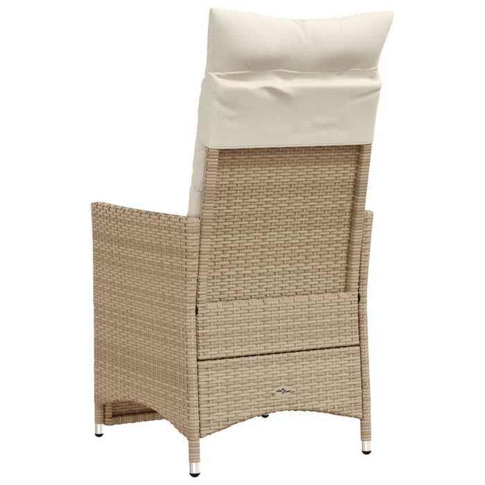 Sedie Reclinabili da Giardino 2pz con Cuscini Beige Polyrattan 365669