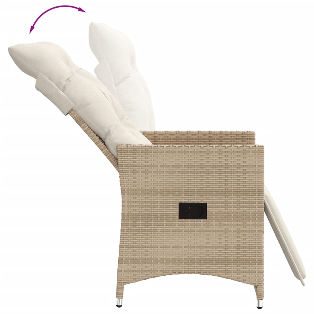 Sedie Reclinabili da Giardino 2pz con Cuscini Beige Polyrattan 365669