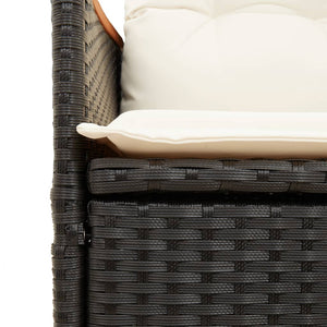 Sedie Reclinabili da Giardino 2 pz con Cuscini Nero Polyrattan 365671