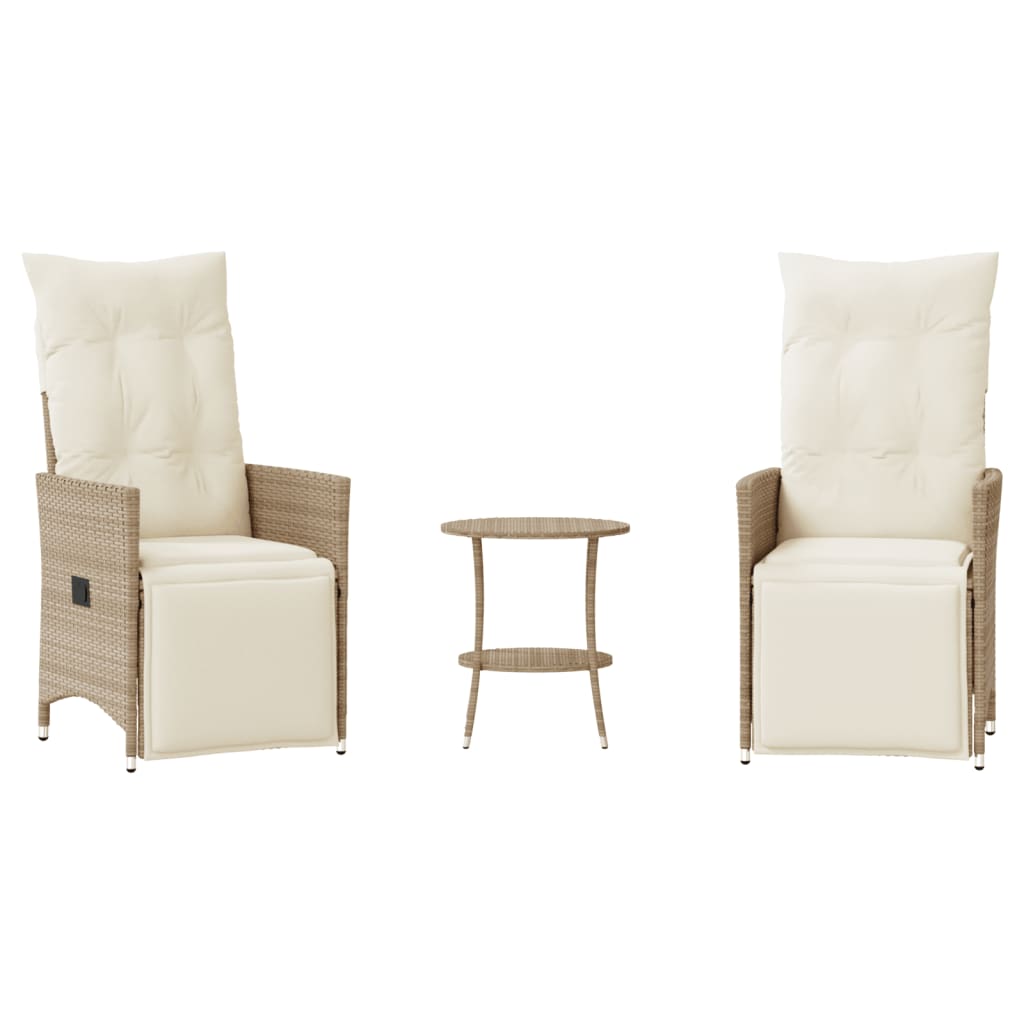 Set da Bistrò 3 pz con Cuscini Beige in Polyrattan 365676