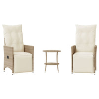 Set da Bistrò 3 pz con Cuscini Beige in Polyrattan 365676