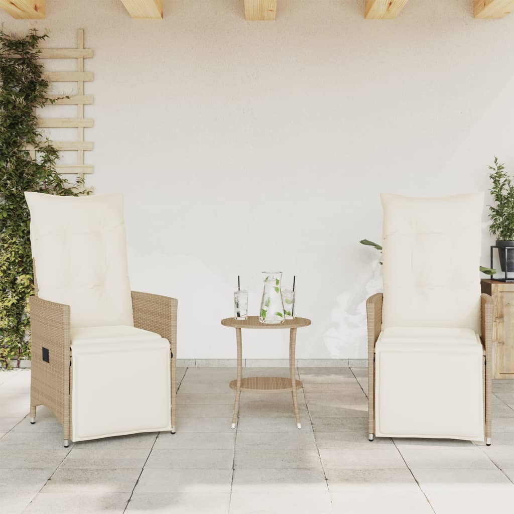 Set da Bistrò 3 pz con Cuscini Beige in Polyrattan 365676