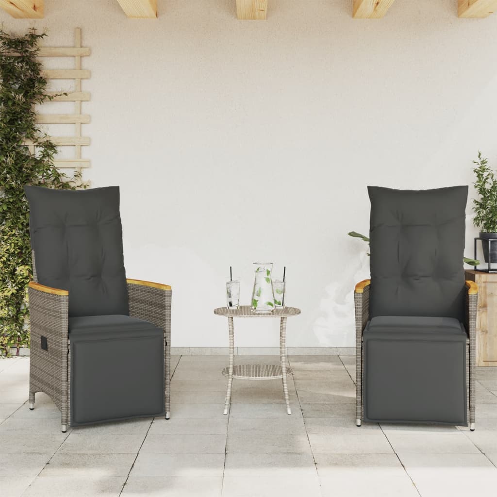 Set da Bistrò 3 pz con Cuscini Grigio in Polyrattan 365679