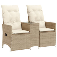 Divano Giardino Reclinabile 2 Posti Tavolino Beige Polyrattan 365713