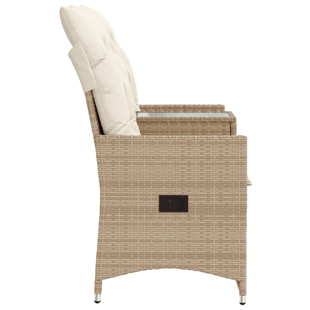 Divano Giardino Reclinabile 2 Posti Tavolino Beige Polyrattan 365713