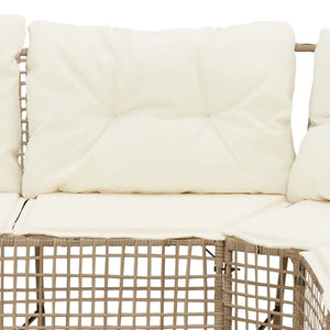 Divano da Giardino a L con Cuscini e Pouf Beige in Polyrattan 365896