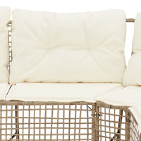 Divano da Giardino a L con Cuscini e Pouf Beige in Polyrattan 365896