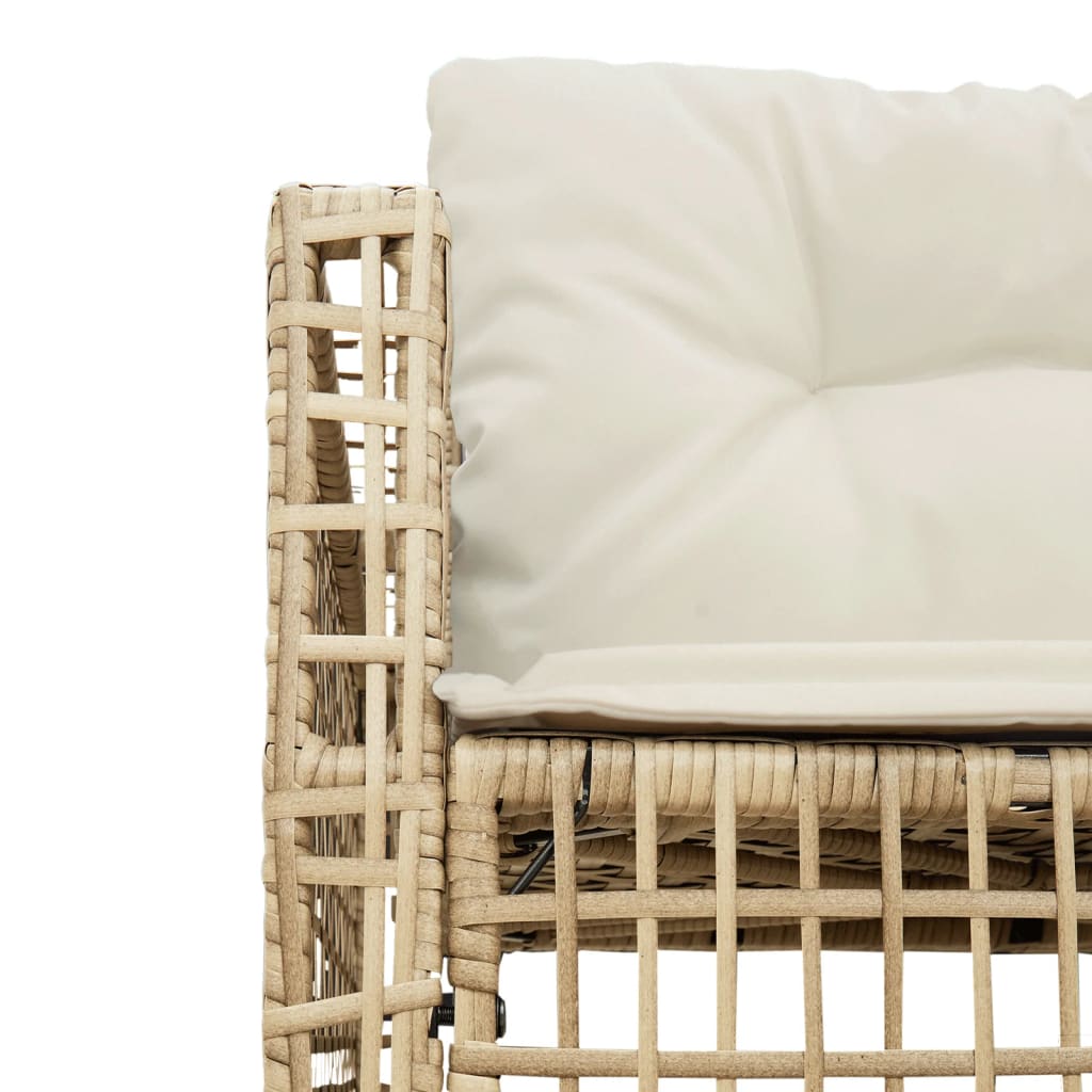 Divano da Giardino a L con Cuscini e Pouf Beige in Polyrattan 365896