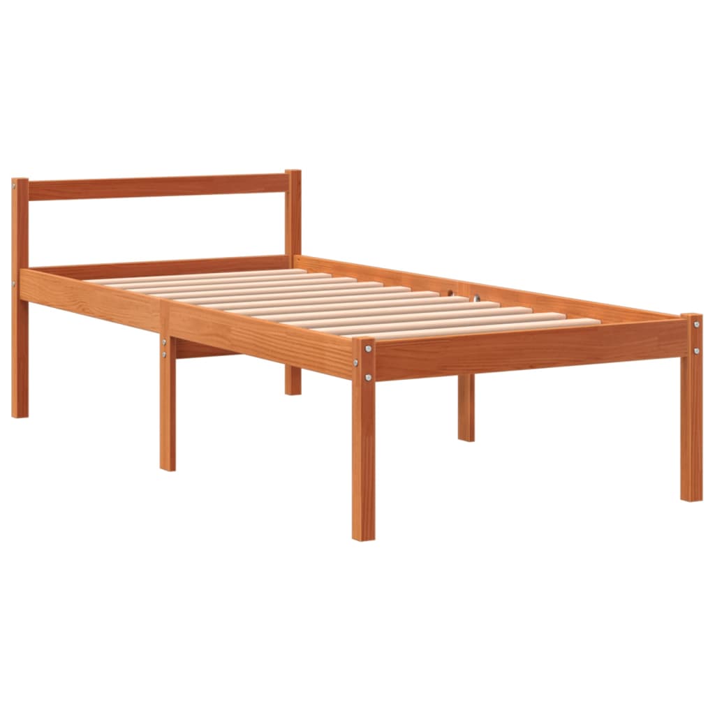 Letto per Anziani Marrone Cera 75x190 cm Legno Massello di Pino 844150