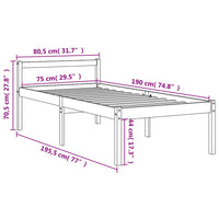 Letto per Anziani Marrone Cera 75x190 cm Legno Massello di Pino 844150