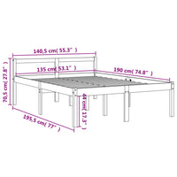 Letto per Anziani Marrone Cera 135x190 cm Legno Massello Pino 844153