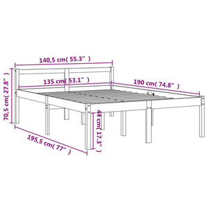 Letto per Anziani Marrone Cera 135x190 cm Legno Massello Pino 844153