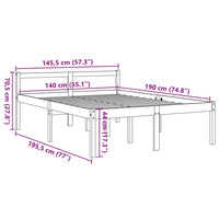 Letto per Anziani Marrone Cera 140x190 cm Legno Massello Pino 844154