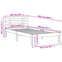 Giroletto con Testiera Marrone Cera 100x200 cm Massello Pino 844272