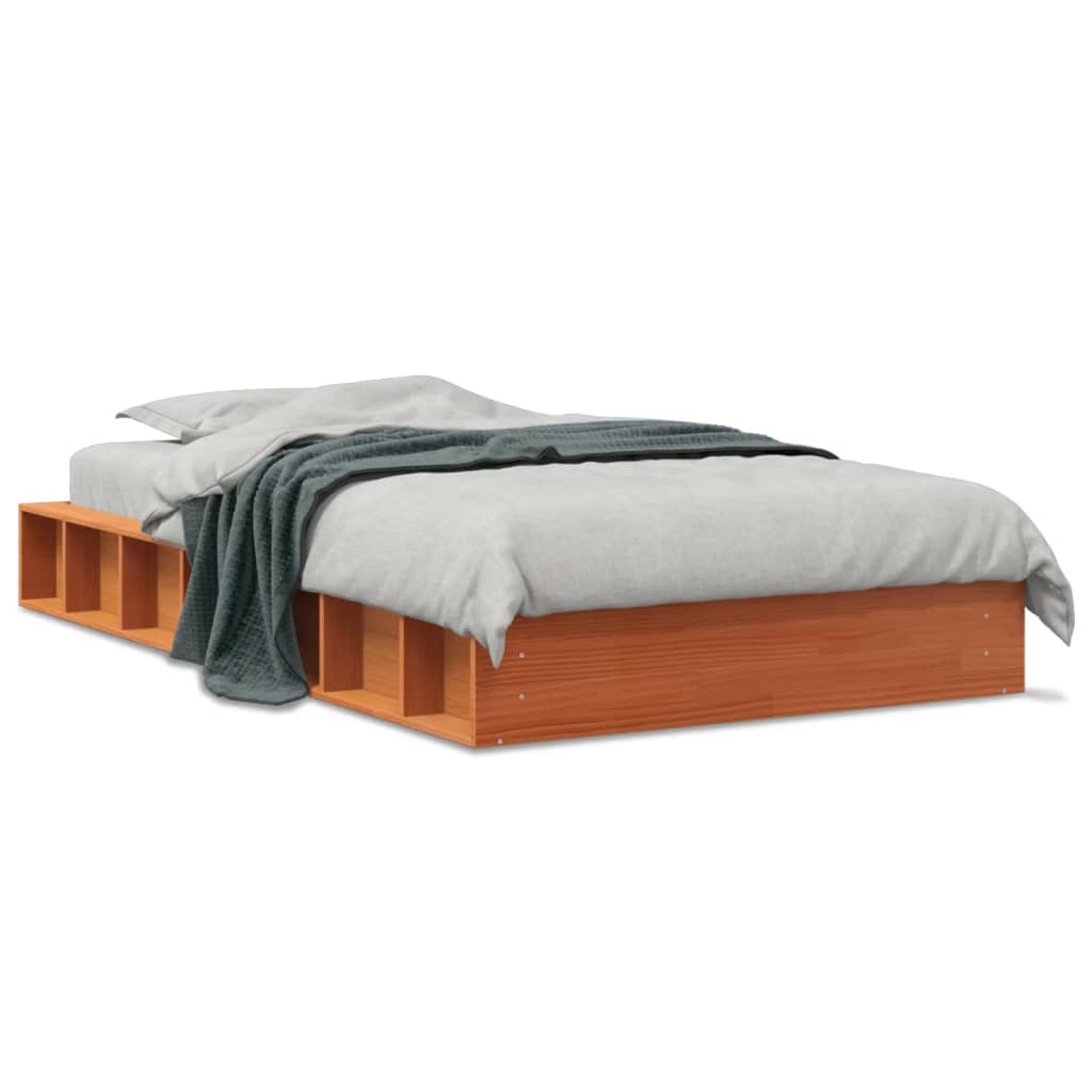 Letto senza Materasso Marrone Cera 90x190 cm in Legno di Pino 844433