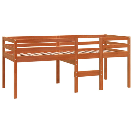 Letto a Soppalco Marrone Cera 90x200 cm Legno Massello di Pino 844481