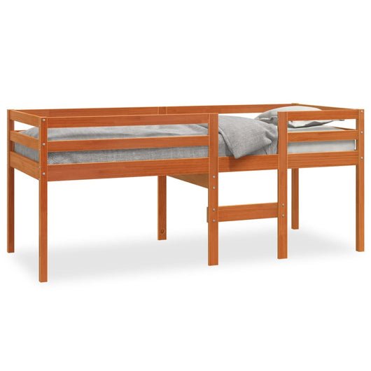 Letto a Soppalco Marrone Cera 90x200 cm Legno Massello di Pino 844481