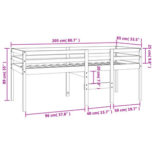 Letto a Soppalco Marrone Cera 80x200 cm Legno Massello di Pino 844482