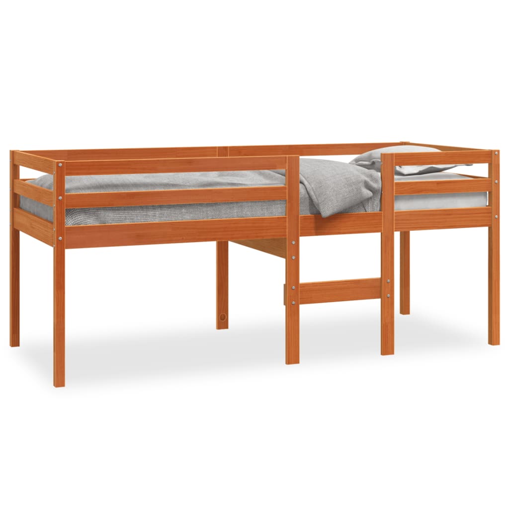 Letto a Soppalco Marrone Cera 80x200 cm Legno Massello di Pino 844482