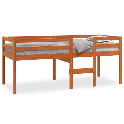 Letto a Soppalco Marrone Cera 90x190 cm Legno Massello di Pino 844483