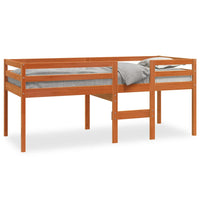 Letto a Soppalco Marrone Cera 75x190 cm Legno Massello di Pino 844484