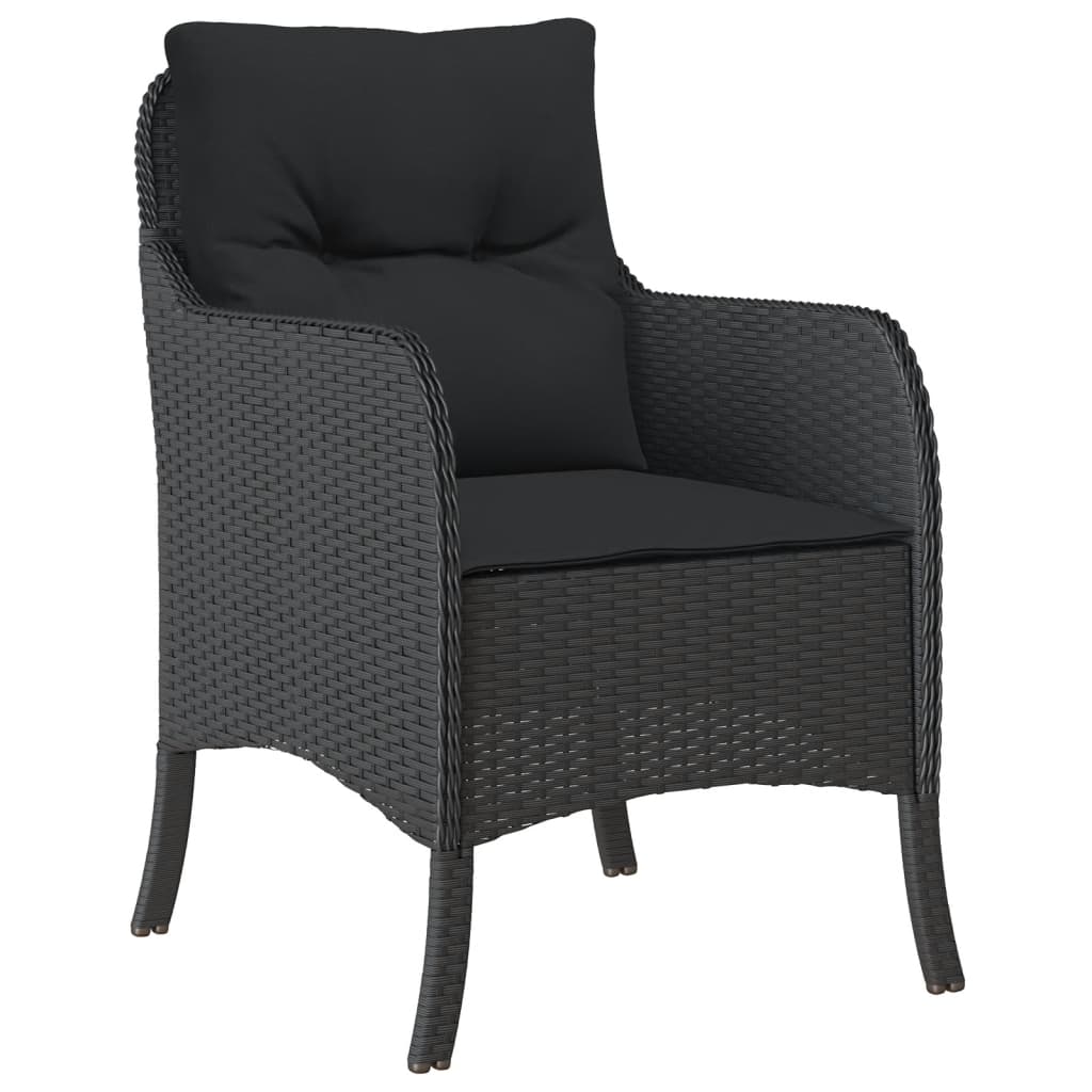 Set da Pranzo da Giardino 7 pz Nero con Cuscini in Polyrattan 3211851