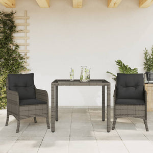 Set da Pranzo da Giardino 3 pz con Cuscini in Polyrattan Grigio 3211854