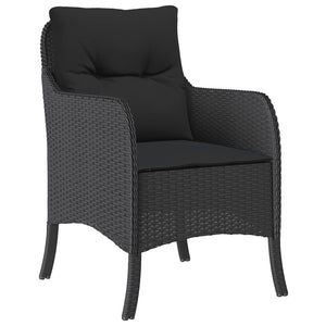 Set da Pranzo da Giardino 3 pz con Cuscini Nero in Polyrattan 3211866