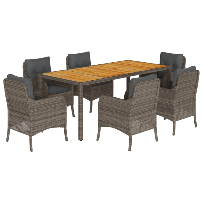 Set da Pranzo da Giardino 7 pz con Cuscini in Polyrattan Grigio 3211876