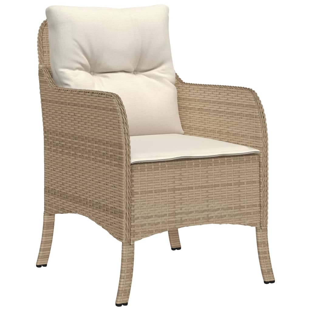 Set da Pranzo da Giardino 7 pz con Cuscini Beige in Polyrattan 3211886