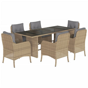 Set da Pranzo da Giardino 7 pz con Cuscini Beige in Polyrattancod mxl 87313