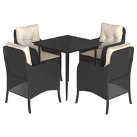 Set da Pranzo da Giardino 5 pz Nero con Cuscini in Polyrattan 3211907