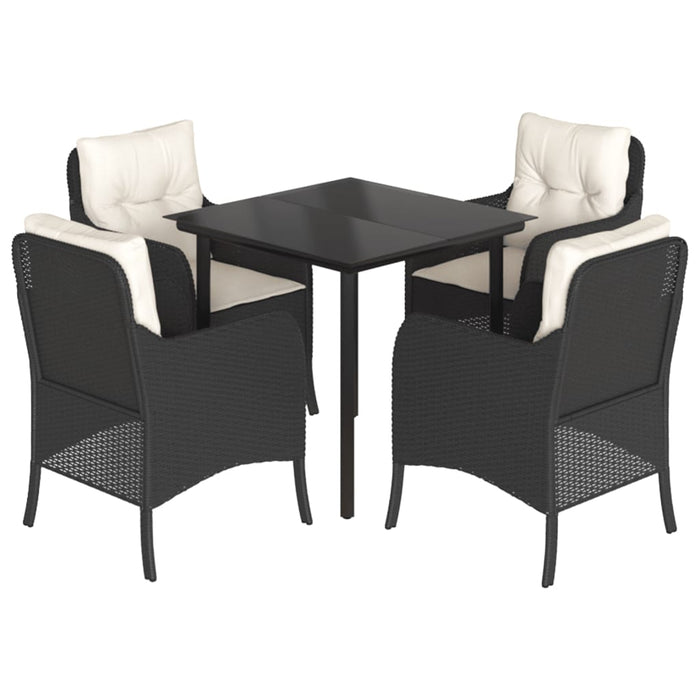 Set da Pranzo da Giardino 5 pz Nero con Cuscini in Polyrattancod mxl 134877