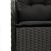 Set da Pranzo da Giardino 3 pz con Cuscini Nero in Polyrattan 3211920