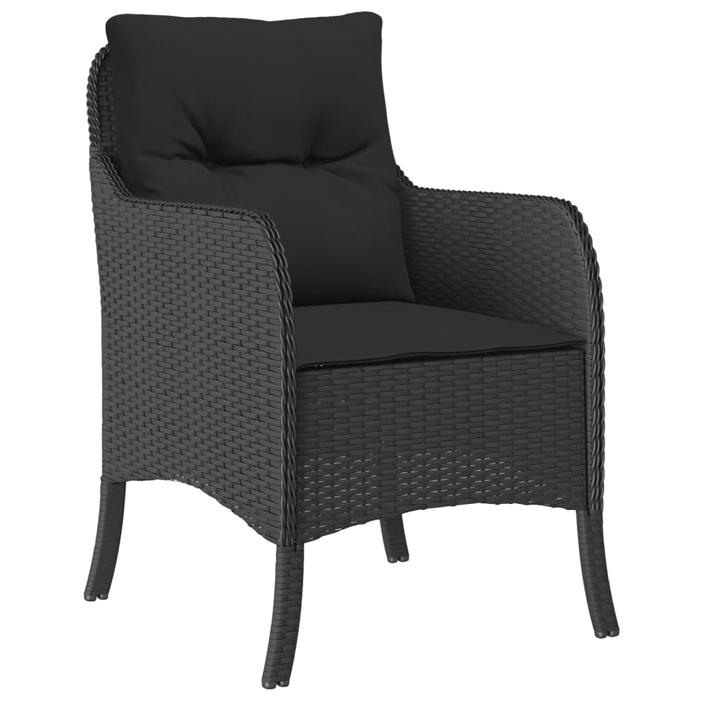 Set da Pranzo da Giardino 9 pz con Cuscini Nero in Polyrattan 3211926