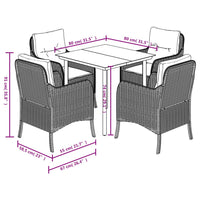 Set da Pranzo da Giardino 5 pz Nero con Cuscini in Polyrattan 3211928