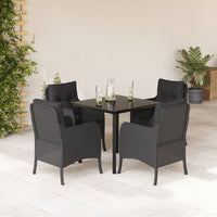 Set da Pranzo da Giardino 5 pz Nero con Cuscini in Polyrattan 3211928