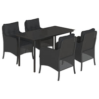 Set da Pranzo da Giardino 5 pz Nero con Cuscini in Polyrattan 3211929