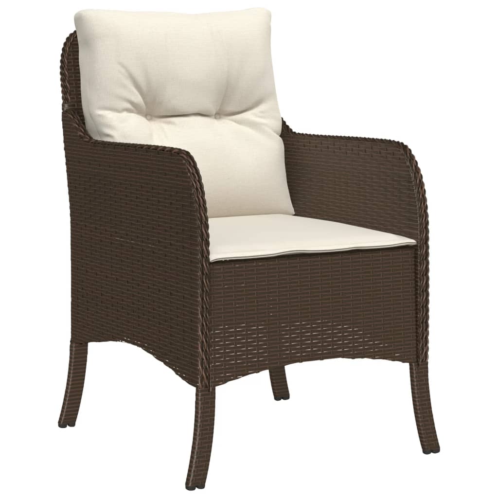 Set da Pranzo da Giardino 5pz con Cuscini in Polyrattan Marrone 3211943